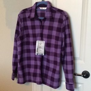 NWT Purple Plaid Fleece Top